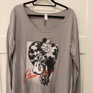 LuLaRoe Lynnae top with Disney's Cruella DeVil